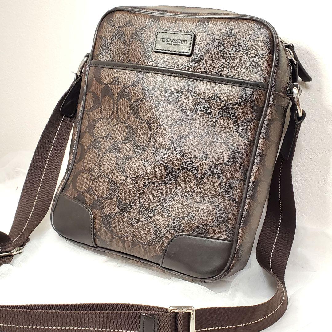 美品✨COACH メッセンジャーバッグ ブラウン レザー PVC メンズ