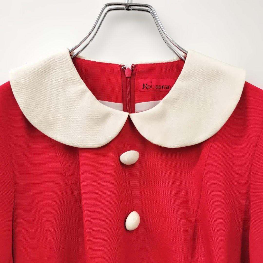 ⑦ タグ付 Neba aaran do 旋風少女ワンピース 赤×白 Aライン