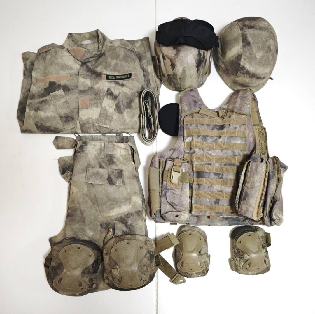サバイバルゲーム 個人装備 ベスト エルボー&ニーパッド ヘルメット 迷彩服など