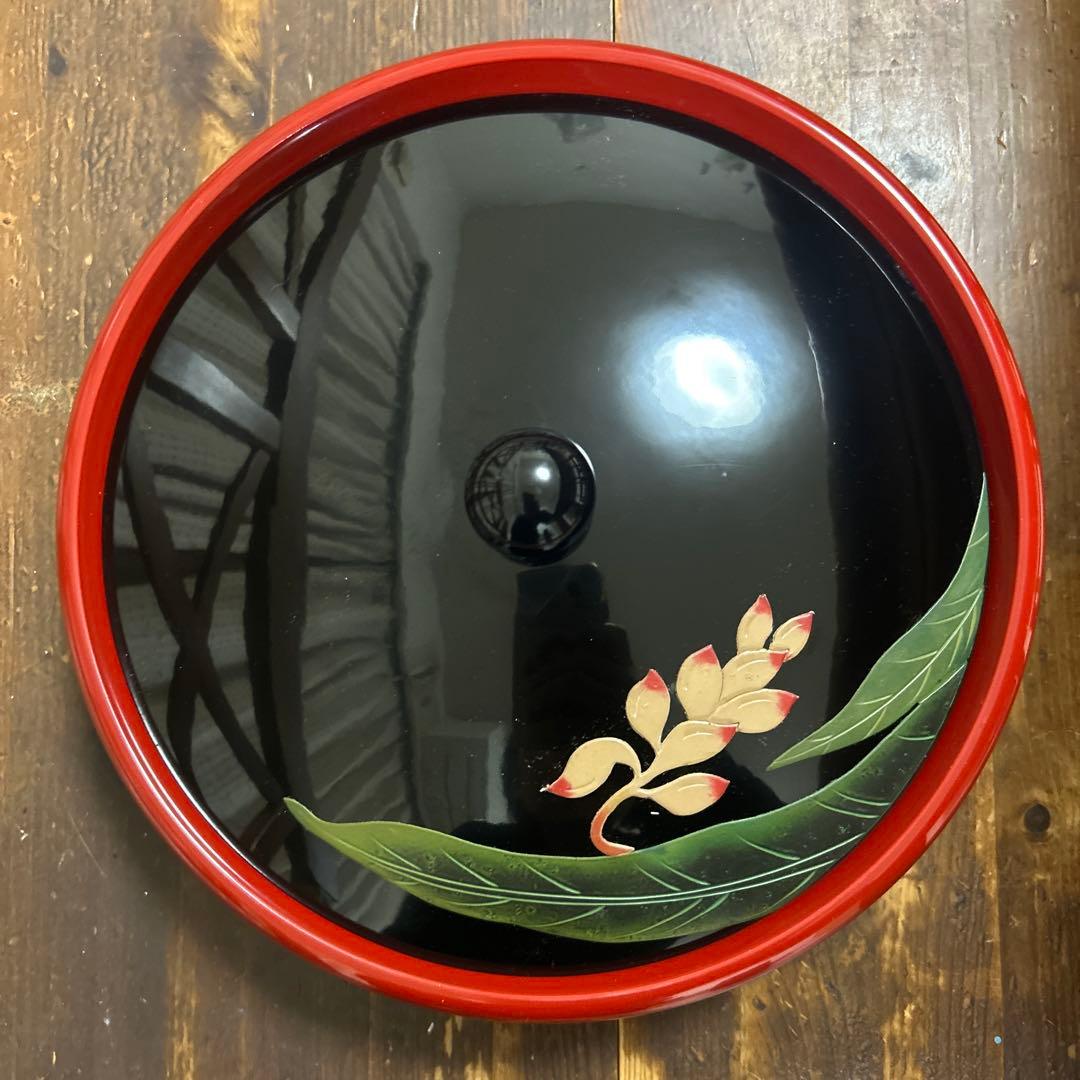 希少　紅房　べんぼう　黒漆蓋付き菓子器　天然漆　高級漆器　沖縄　琉球　伝統工芸品