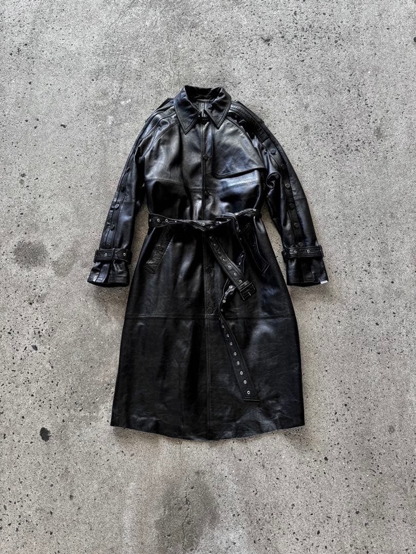  × rokh / button detail leather coat