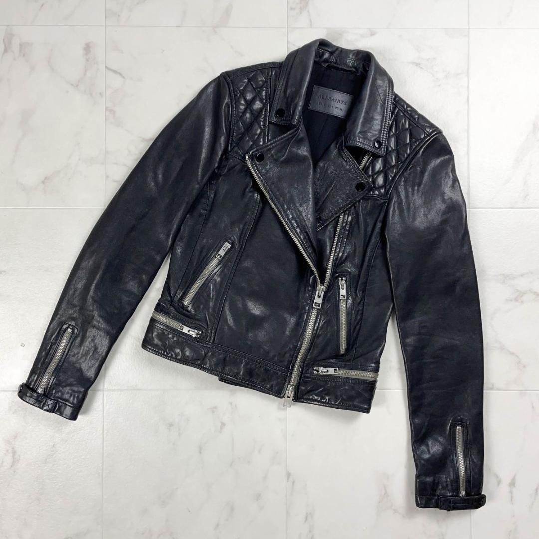 ALLSTAINTS ダブルライダースレザージャケット 黒サイズS*YC743