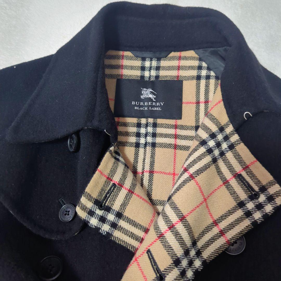 【BURBERRY BLACK LABEL】美品 ノバチェックピーコート M