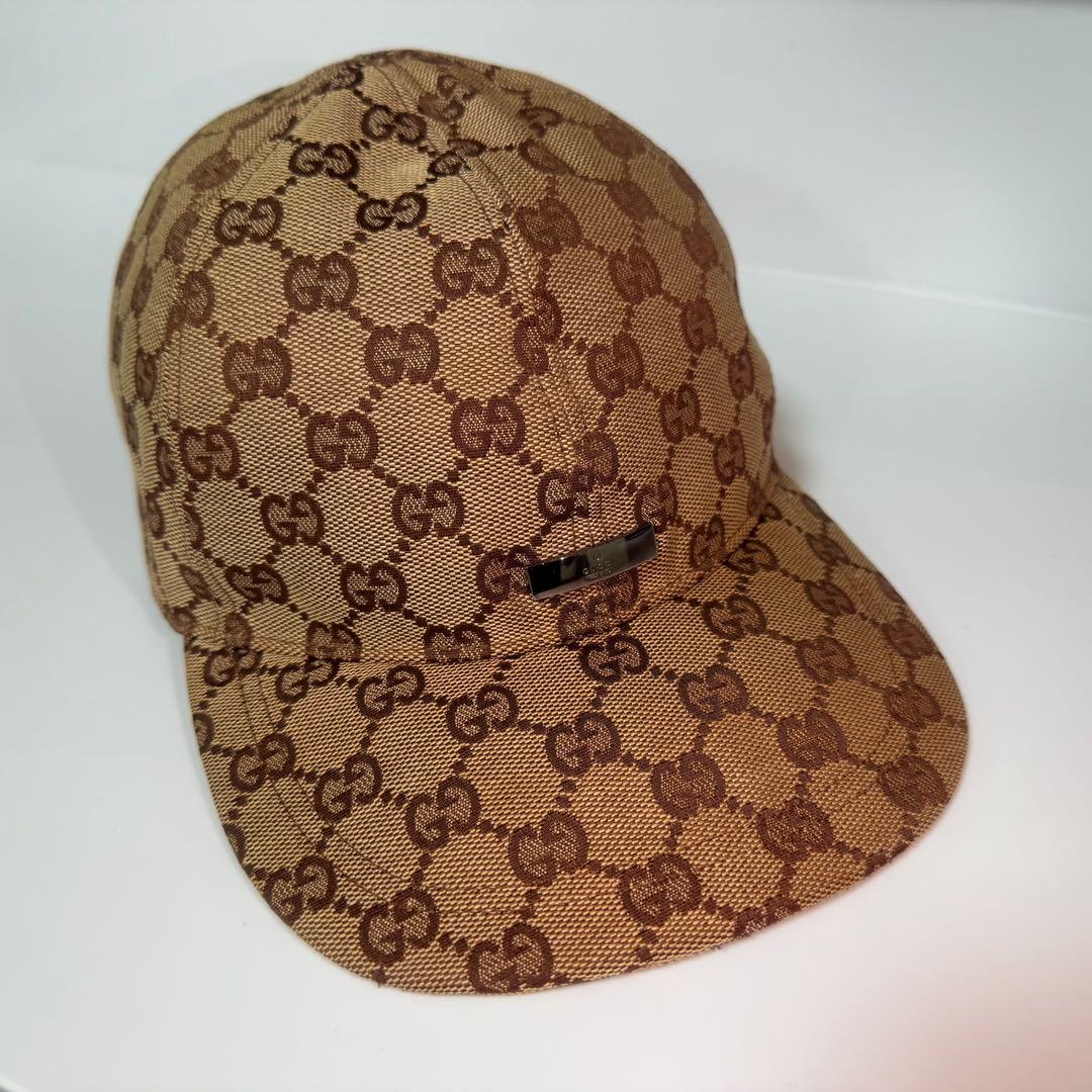レア商品★GUCCI/GGパターン/ベージュ/Mサイズ/キャップ／オー