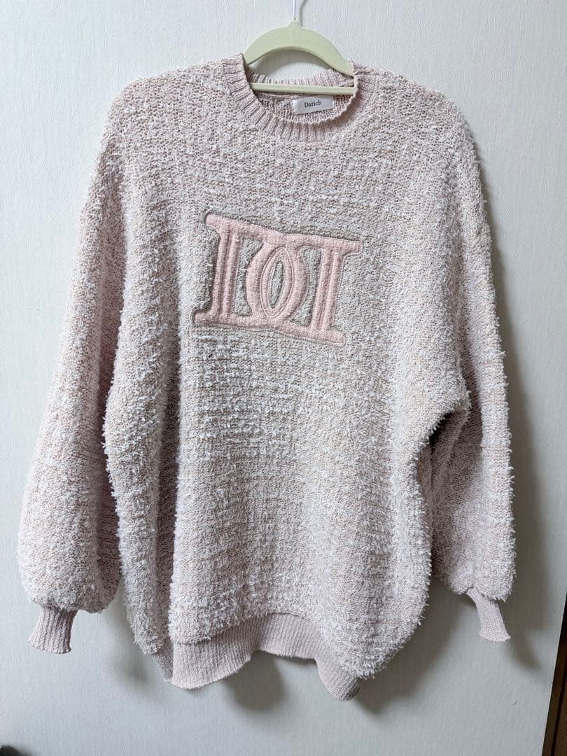 期間限定価格 ダーリッチ DDロゴツイードニットプルオーバー ピンク フリー