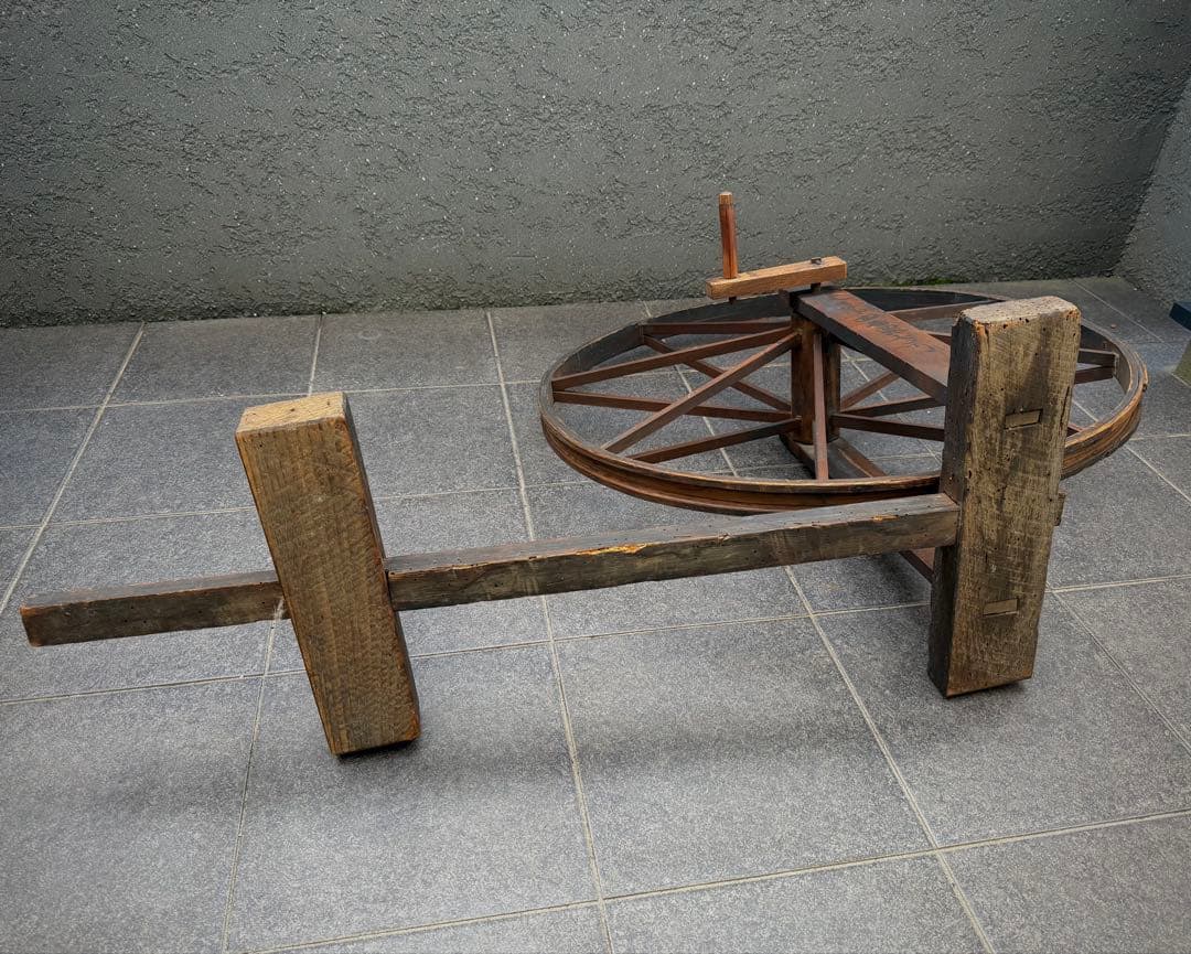 古い手紡ぎ車 糸車　機織　古道具