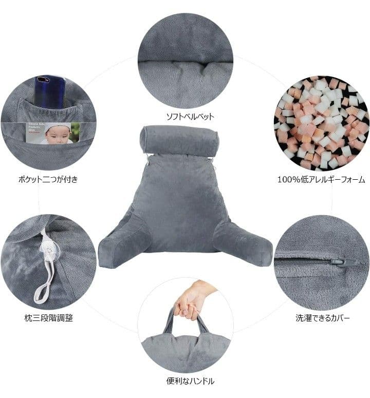 ✨２点セット❤背もたれクッション✨グレー❤ストレスフリー✨未使用❤送料込み✨