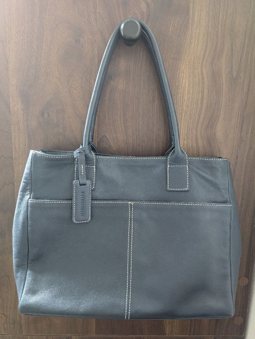 【極美品】マザーハウス トートバッグ 本革 ネイビー 間口2way A4収納可