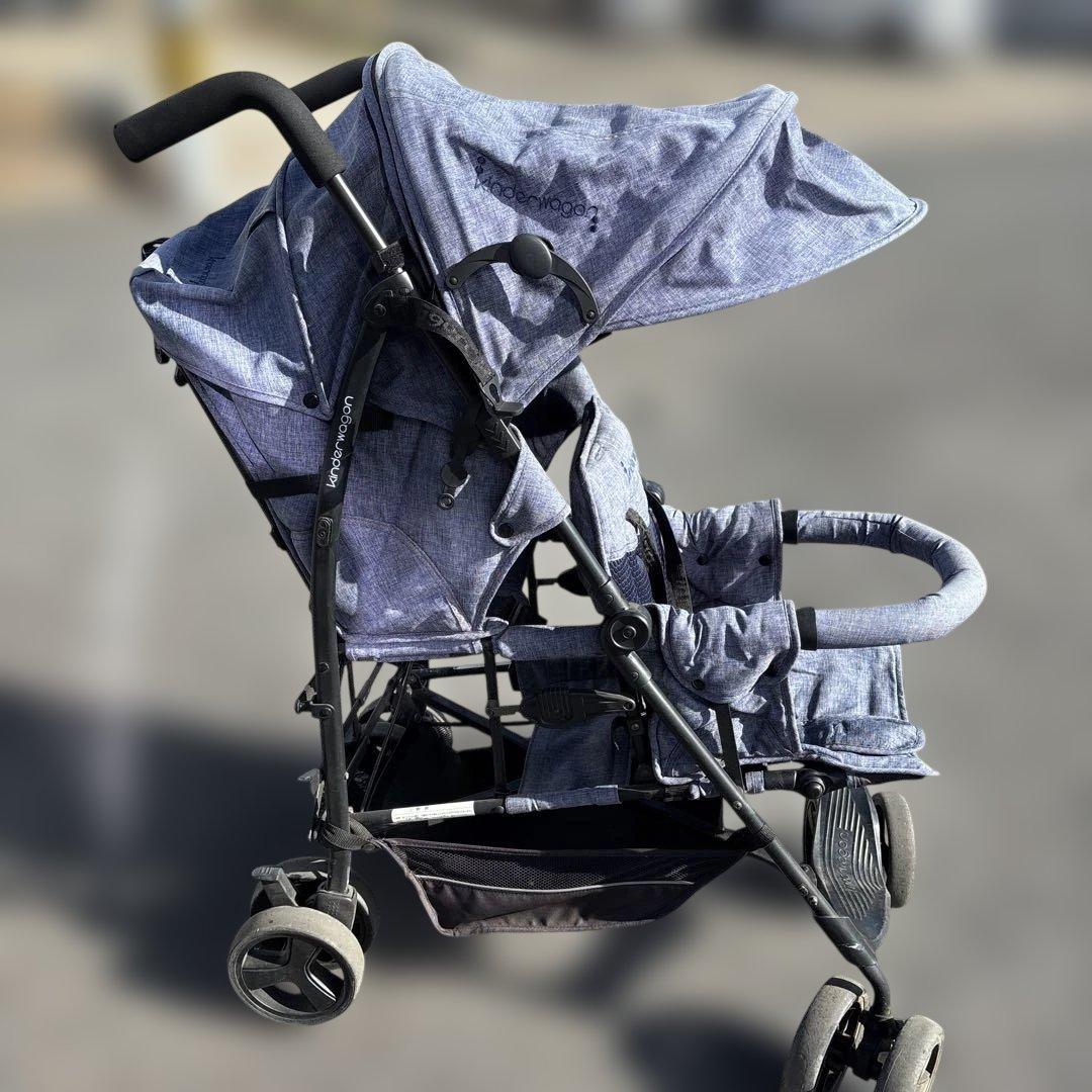 訳有 キンダーワゴン DUOシティHOP2 二人乗りベビーカー　カバー付き