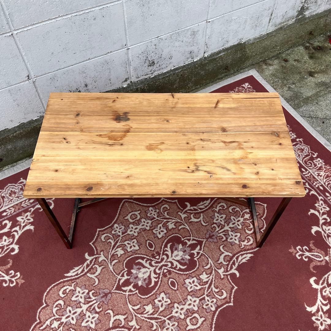 古家具◾️古材天板×金属製フレーム ローテーブル コーヒーテーブル サイドテーブル