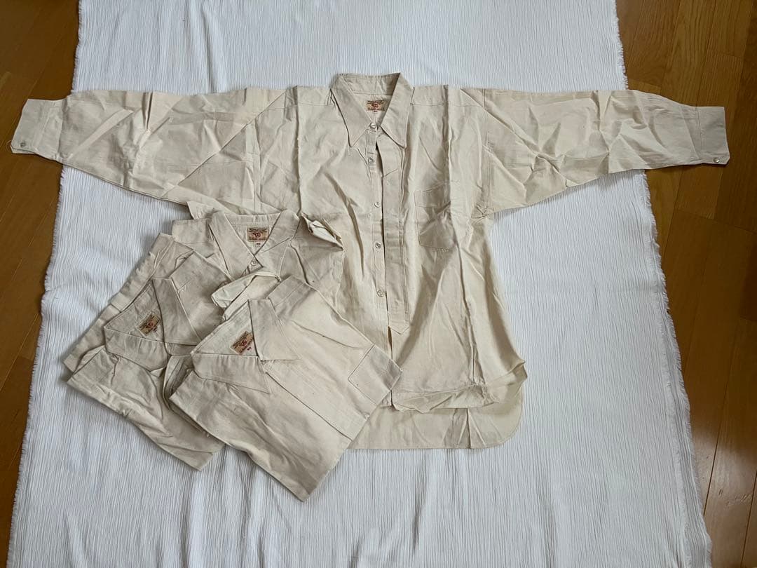 明治 大正 昭和初期 戦前 戦中 戦後 国民服 襟付木綿シャツ 作業着 貝釦