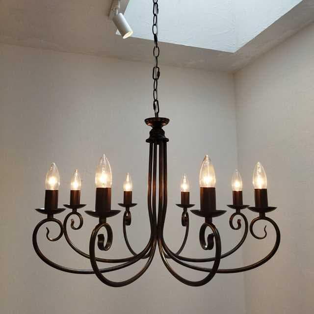 8灯シンプルシャンデリアペンダントライトブラック黒シャンデリアランプブラック