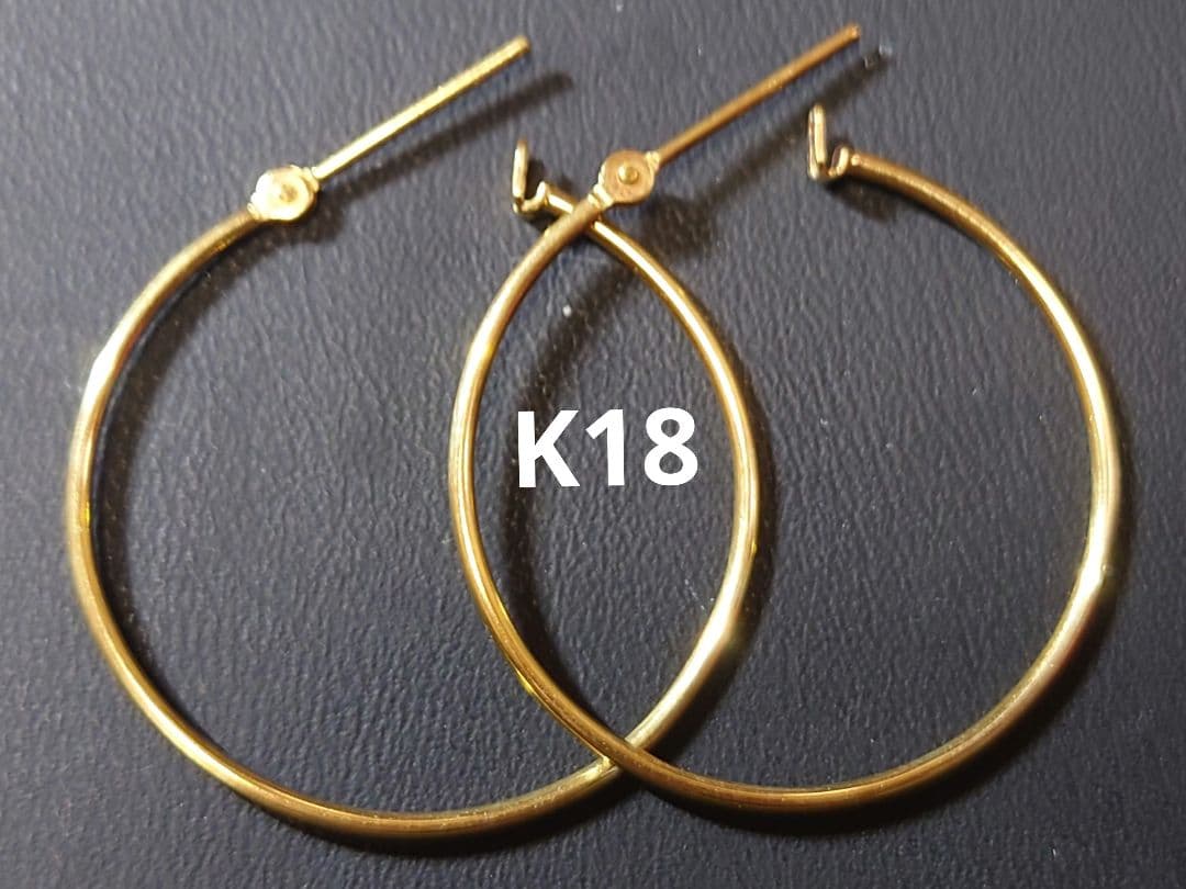 【新品未使用】K18 フープピアス 18金 ピアス