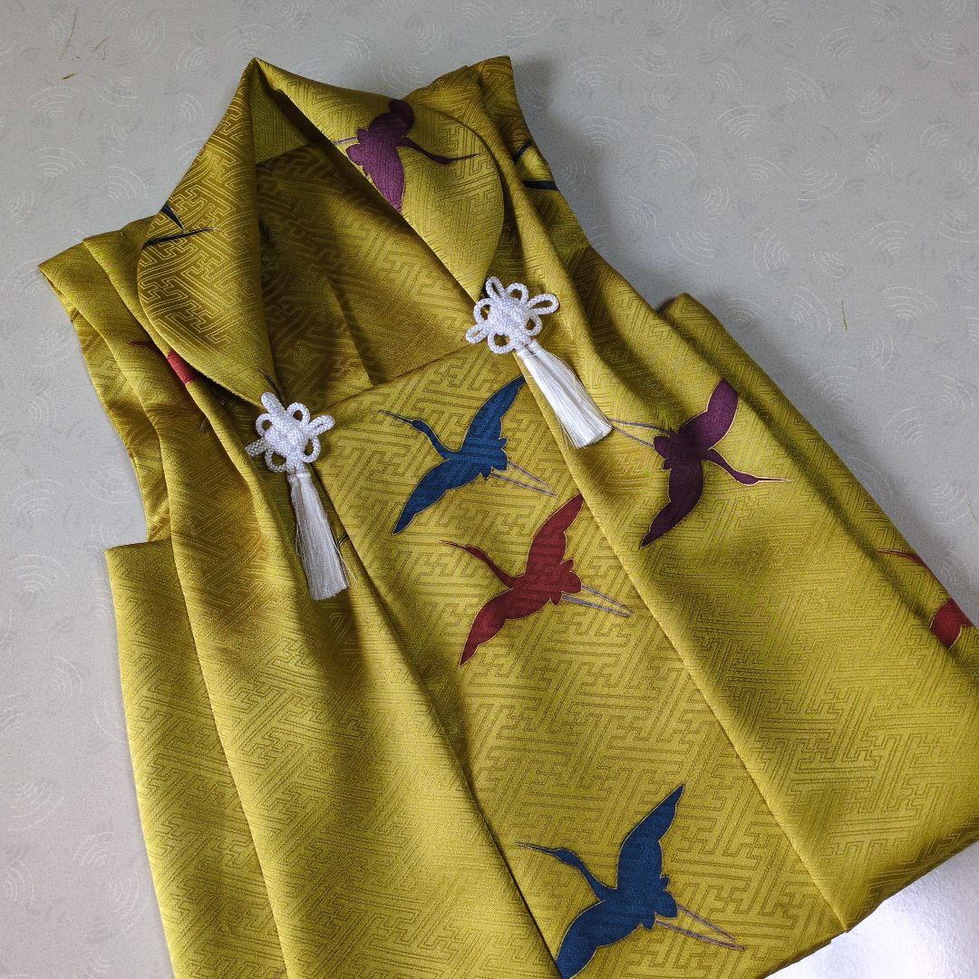 七五三３歳男の子正絹綸子辛子色の被布(中綿無し）