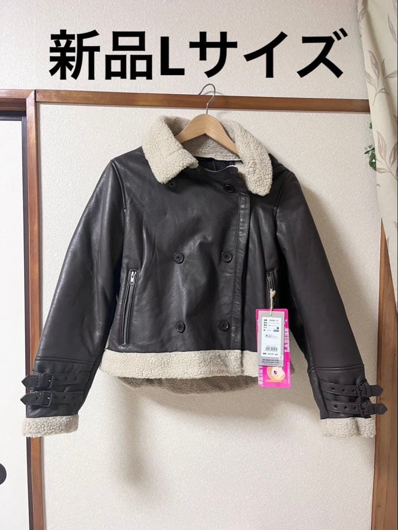 新品　羊革　レディースライダースジャケット　Lサイズ　背部肩肘パット付き