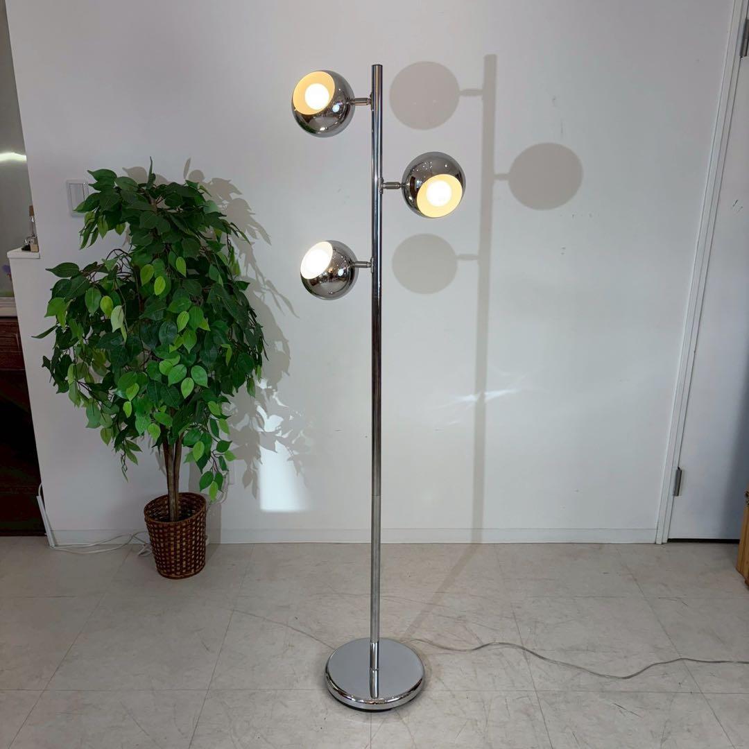 モダン 3灯 フロアスタンド クローム