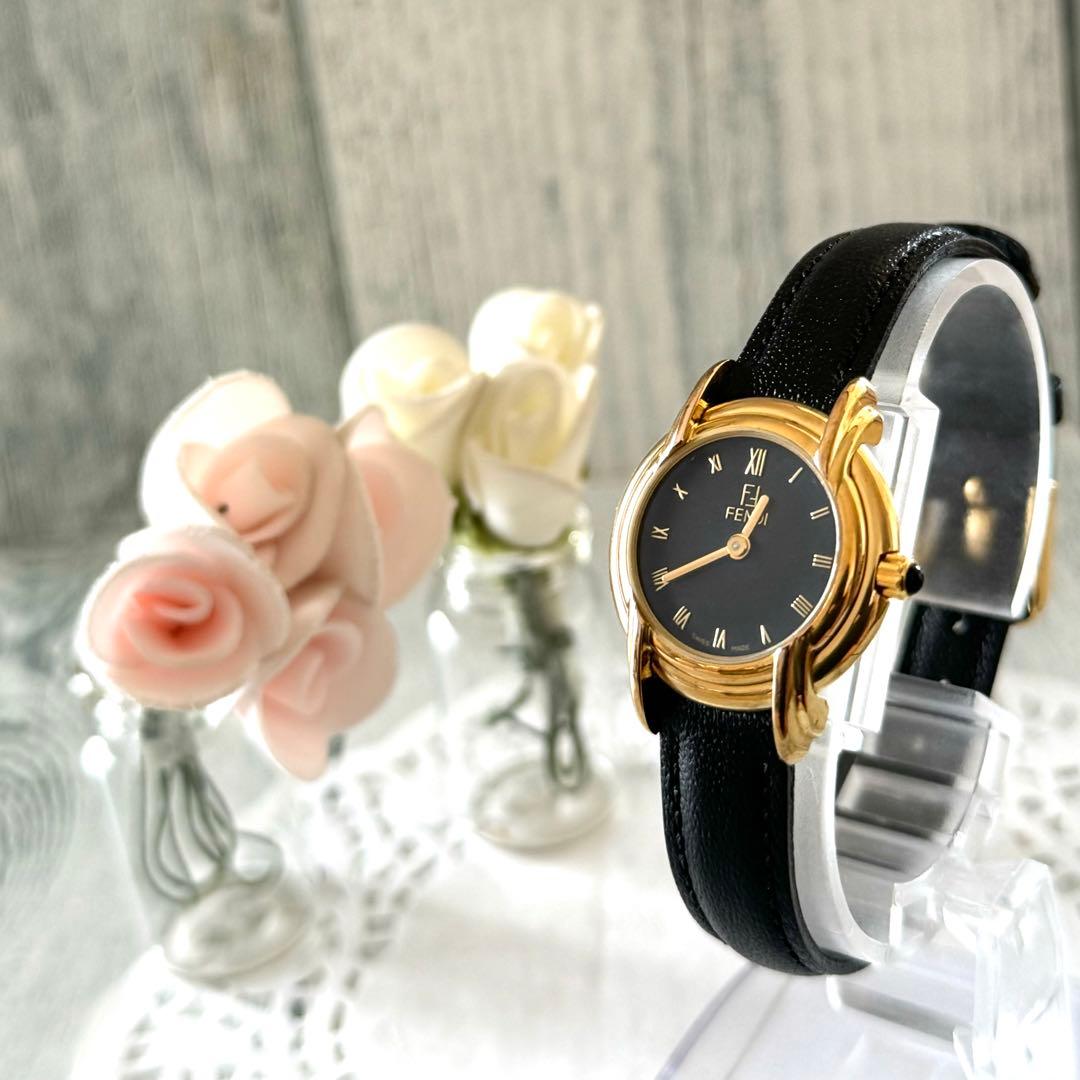 【電池交換済】FENDI フェンディ 腕時計 300L ブラック ラウンド