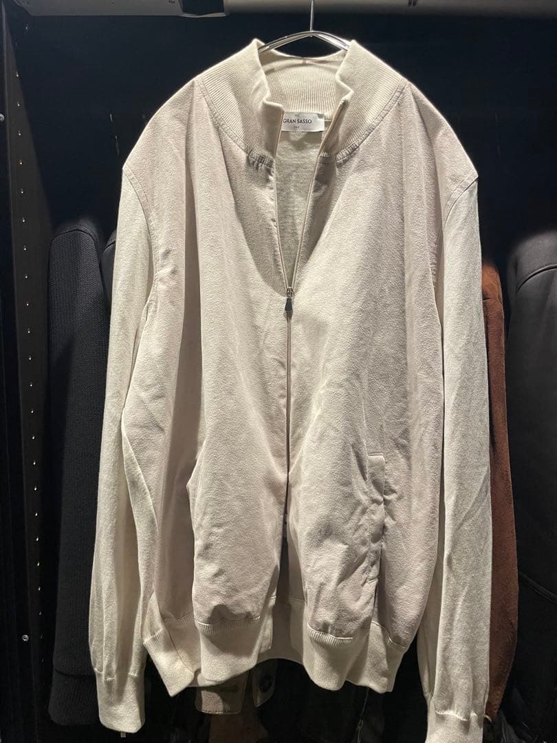 GRAN SASSO アイボリー ダブルジップスタンドニット