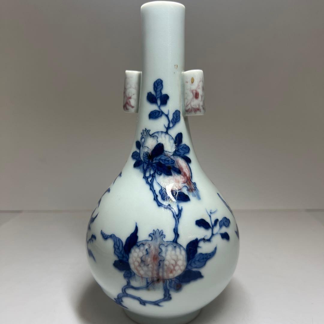 中国美術　大清康熙年製　釉裏紅花瓶　高約19.5㎝　東Y8-0114☆2Fトヒチ