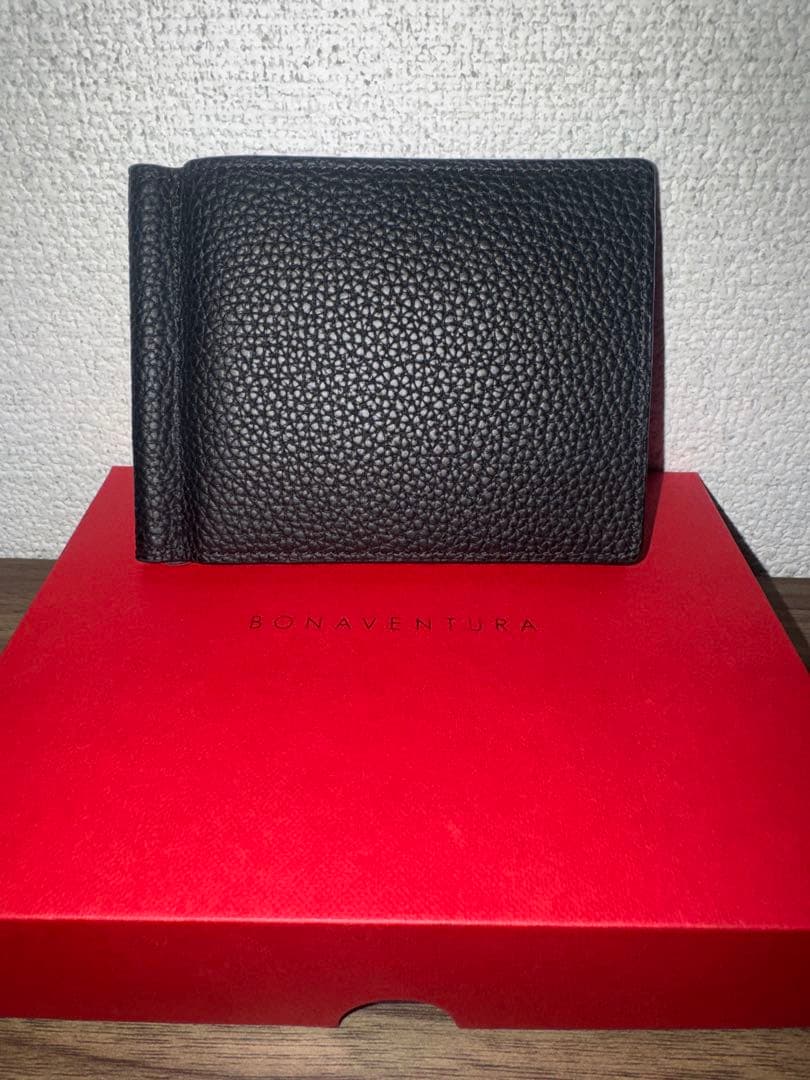 BONAVENTURAボナベンチュラ 黒レザー マネークリップ　小銭