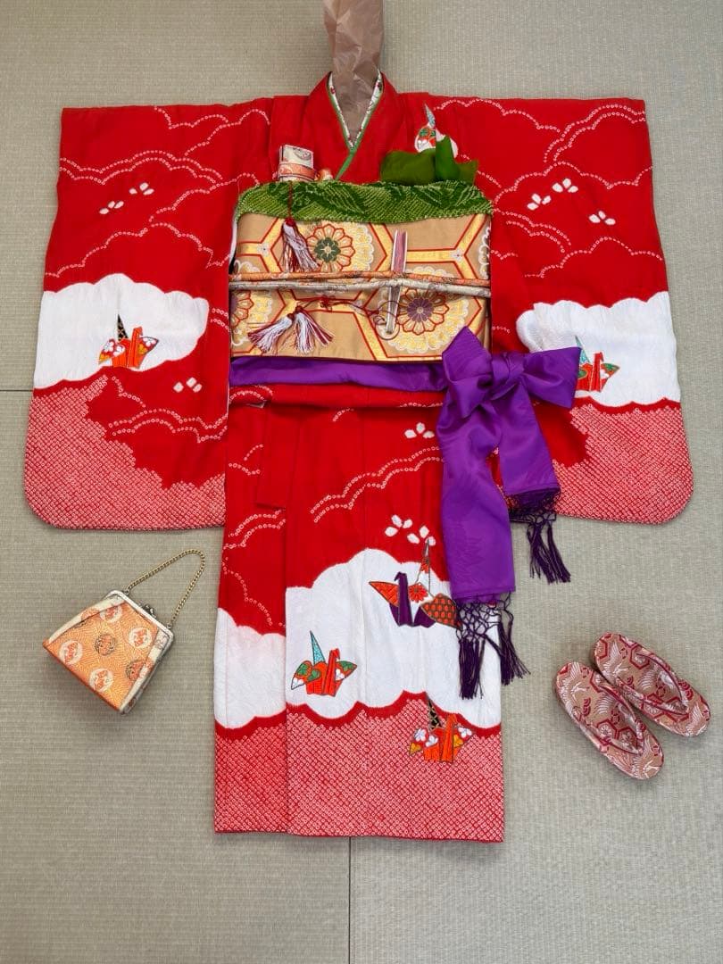 七五三　7歳女の子　着物フルセット　正統派　正絹　髪飾りなし　雅　一生の記念
