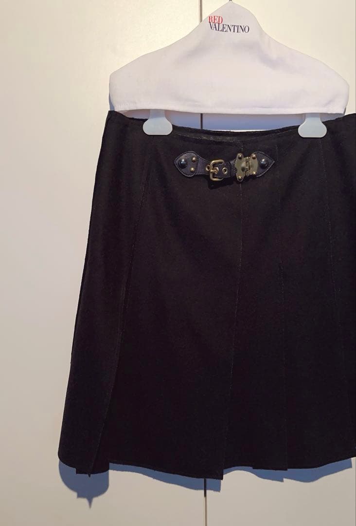 MIU MIU ミュウミュウ ウール ベルト プリーツスカート