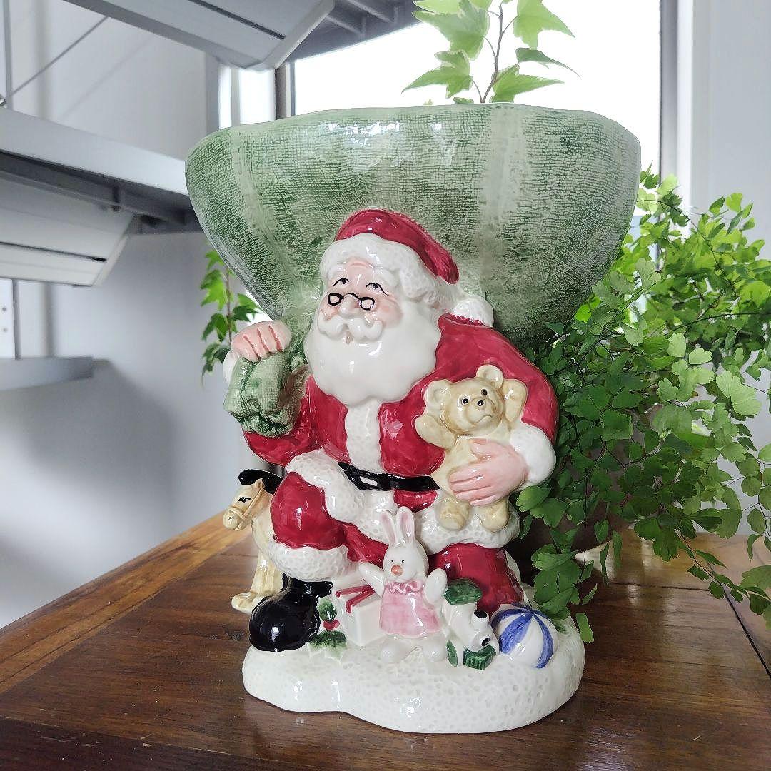 美品です！レア 海外アンティーク 陶器 サンタクロース コンポート皿 レトロ