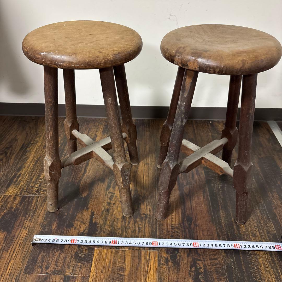 木製 椅子 2脚セット 昭和 学校 理科室 レトロ ヴィンテージ