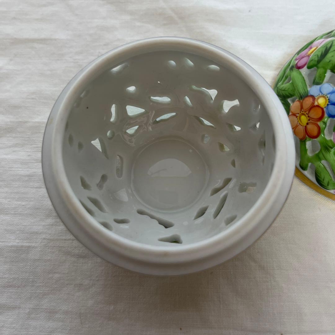 Herend ヘレンド ボンボニエール 小物入れ 陶器 透かし