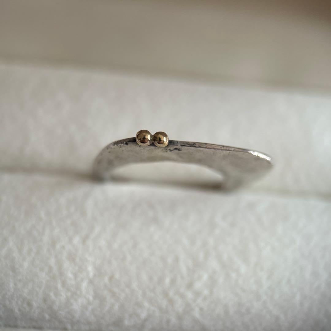 H.P.FRANCE ロザマリアシルバー925ゴールドボール 変形 指輪⑥