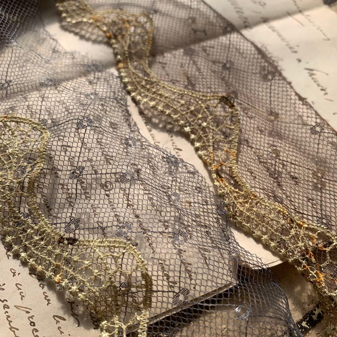 偶然の産物シリーズ☆錆染めチュールレース1メートル⑧260