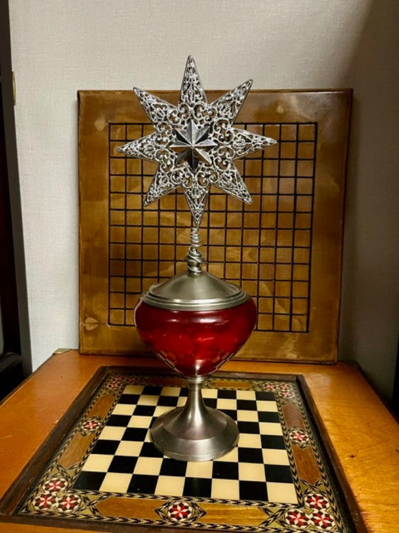 クリスマス飾り 星型 赤ガラスキャンディー入れ