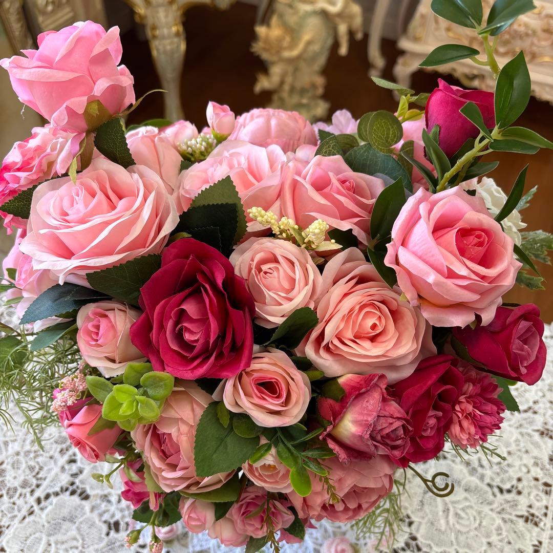 ピンク・ひな祭り・フラワーアレンジメント・限定1点