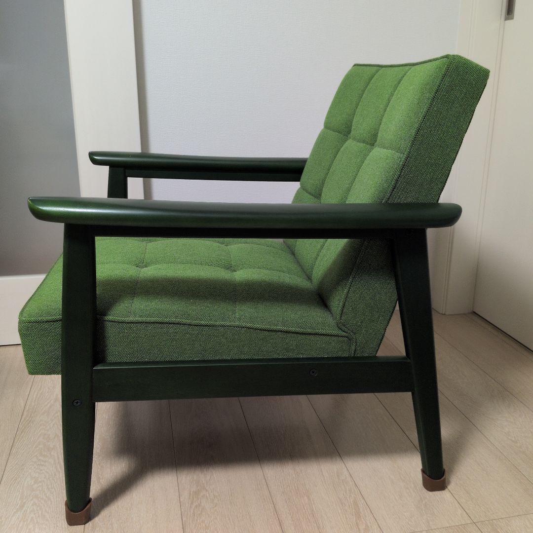 カリモク60Kチェア1シーターグリーン(モスグリーン色塗装)