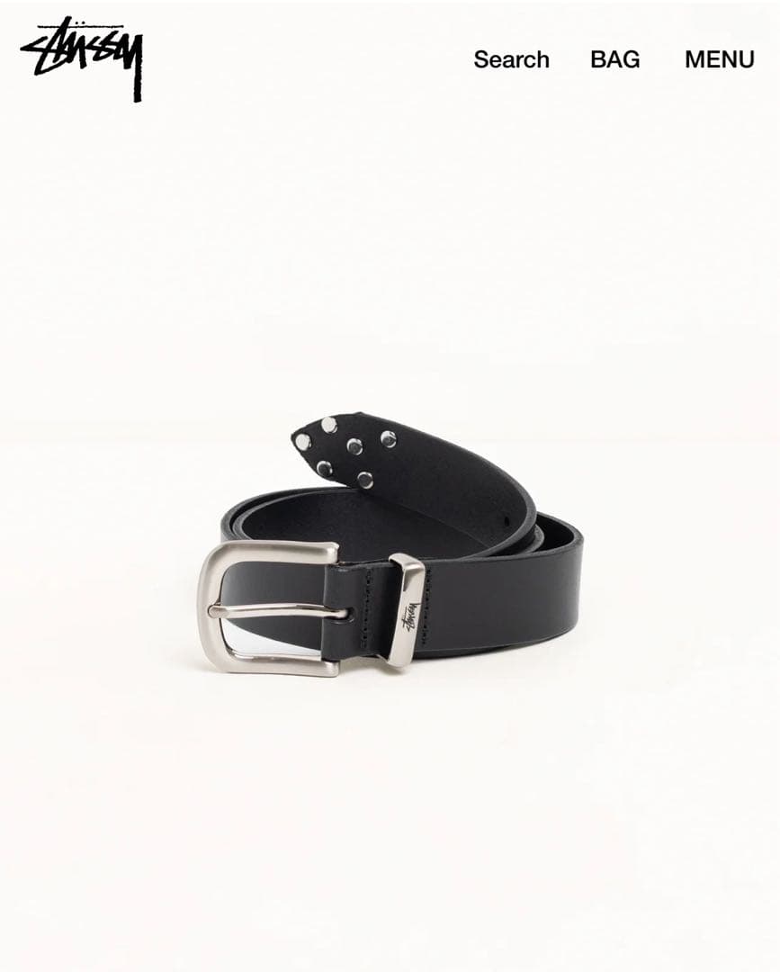 Stussy ブラック ベルト L/XL