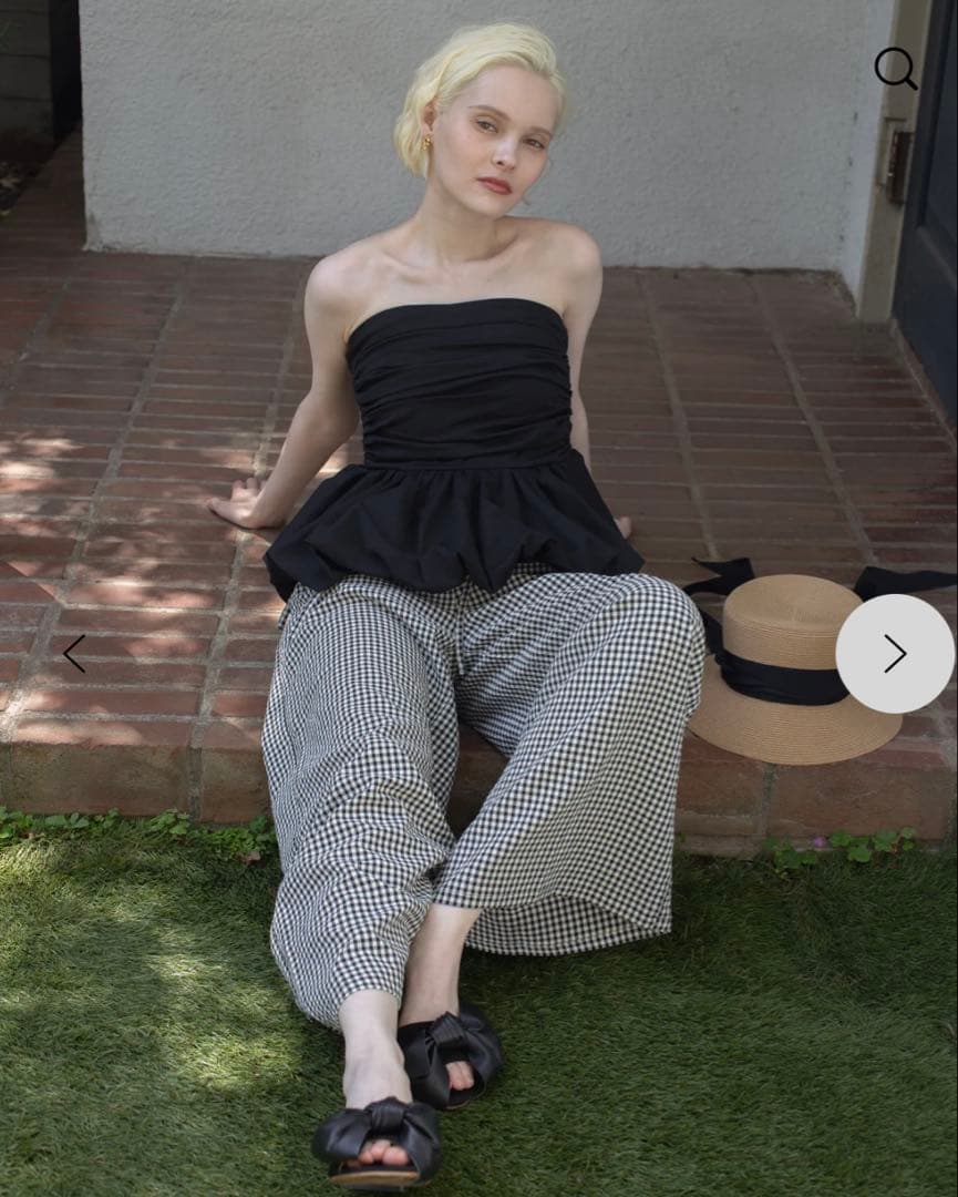 トップス RANCLIC 2way ribbon peplum top