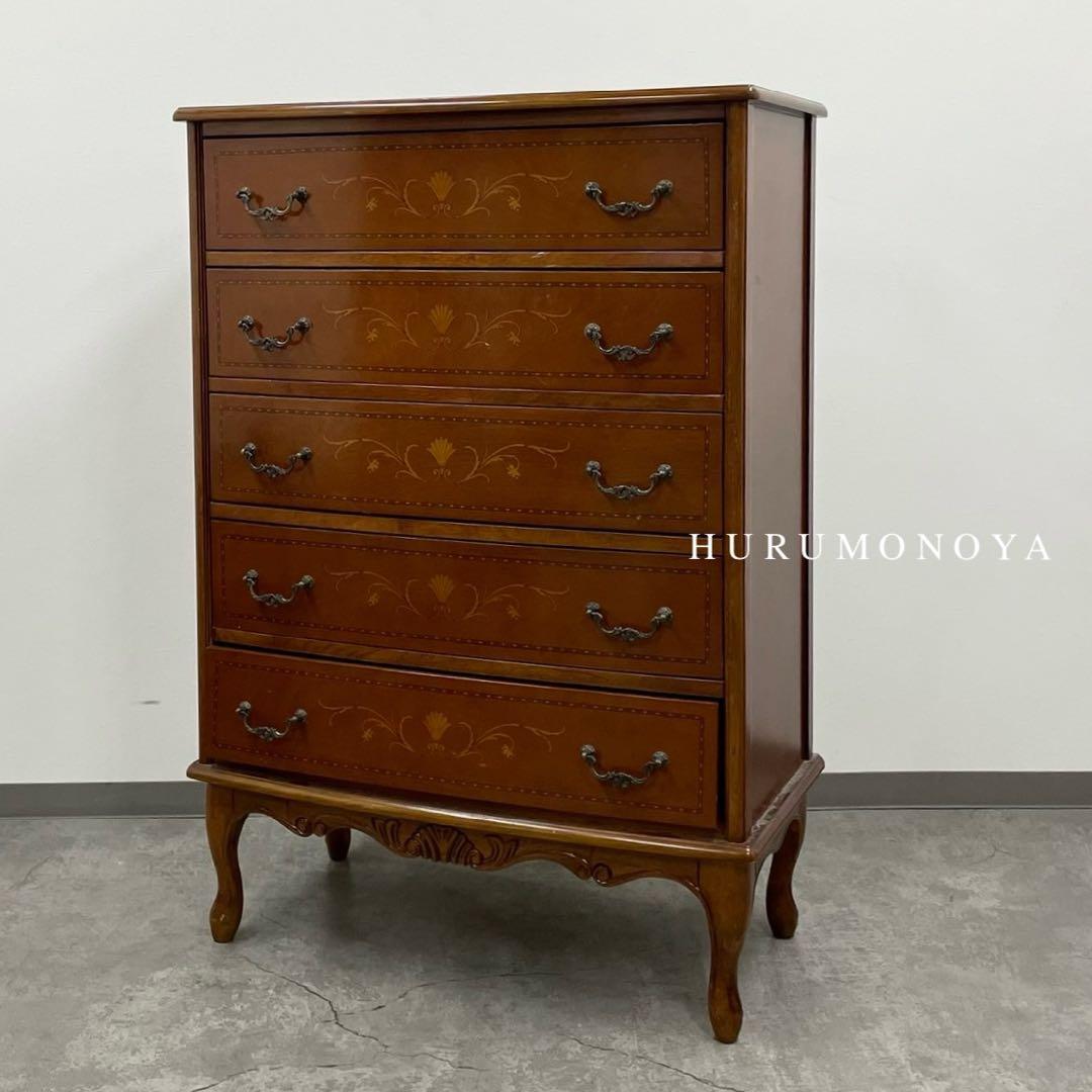 SNT1300 イタリア製 猫脚 チェスト 5段 クラシック アンティ