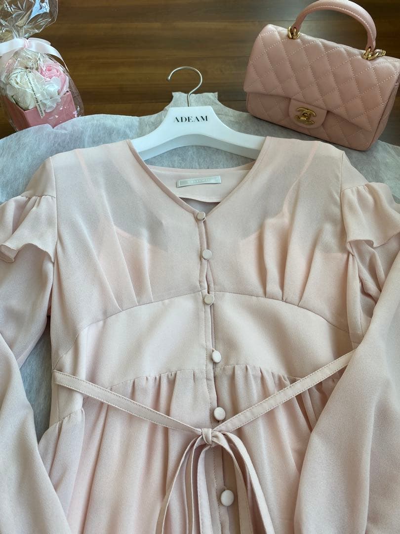 未使用☆セルフォード　パウダーピンクフリルシフォンワンピース　36 フォクシー