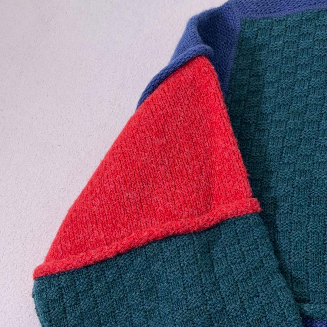 希少90s【マンシングウェア】3Dデザインニット クレイジーパターン 日本製 M