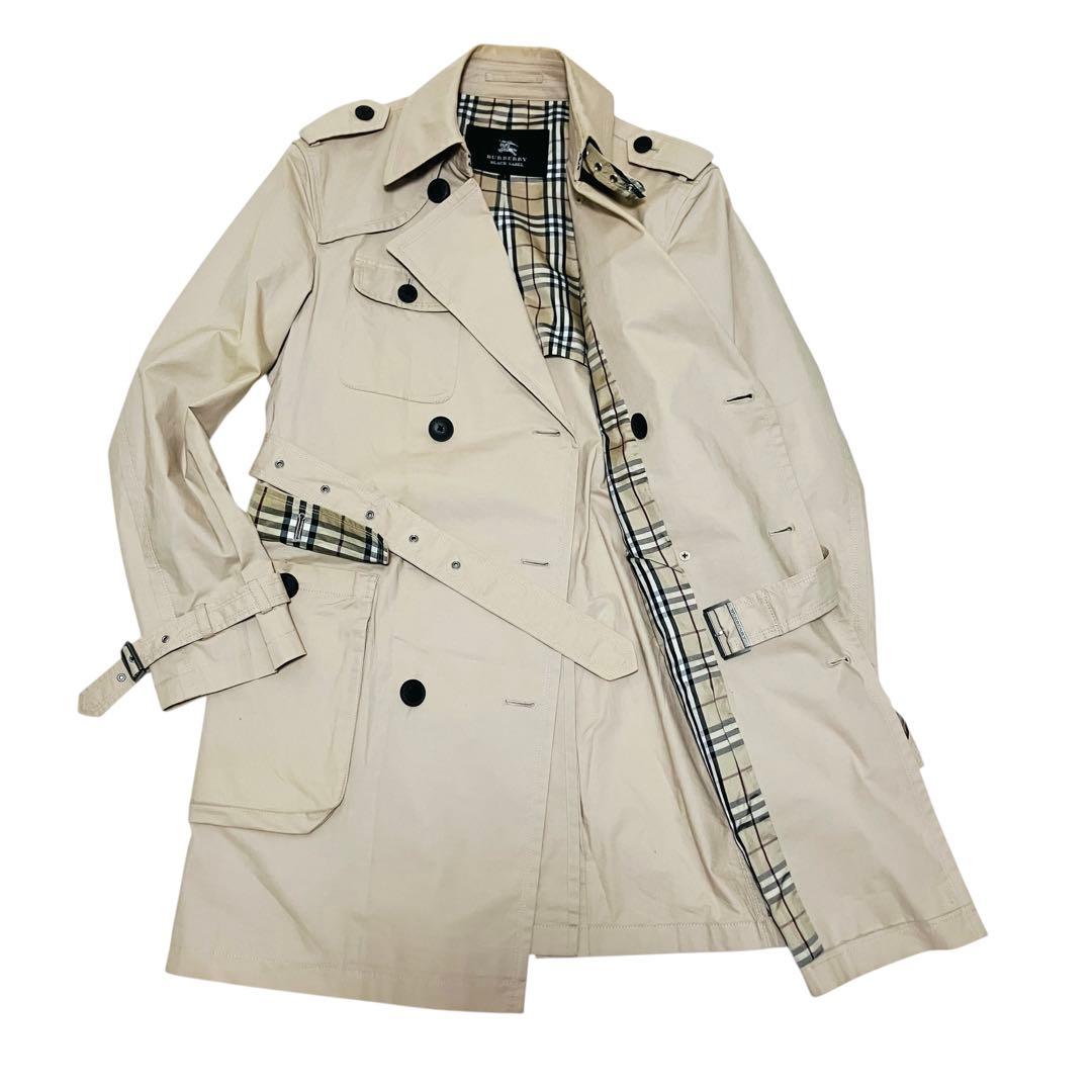 バーバリーブラックレーベル　トレンチコート　ベージュ　ノバチェック　ベルト L