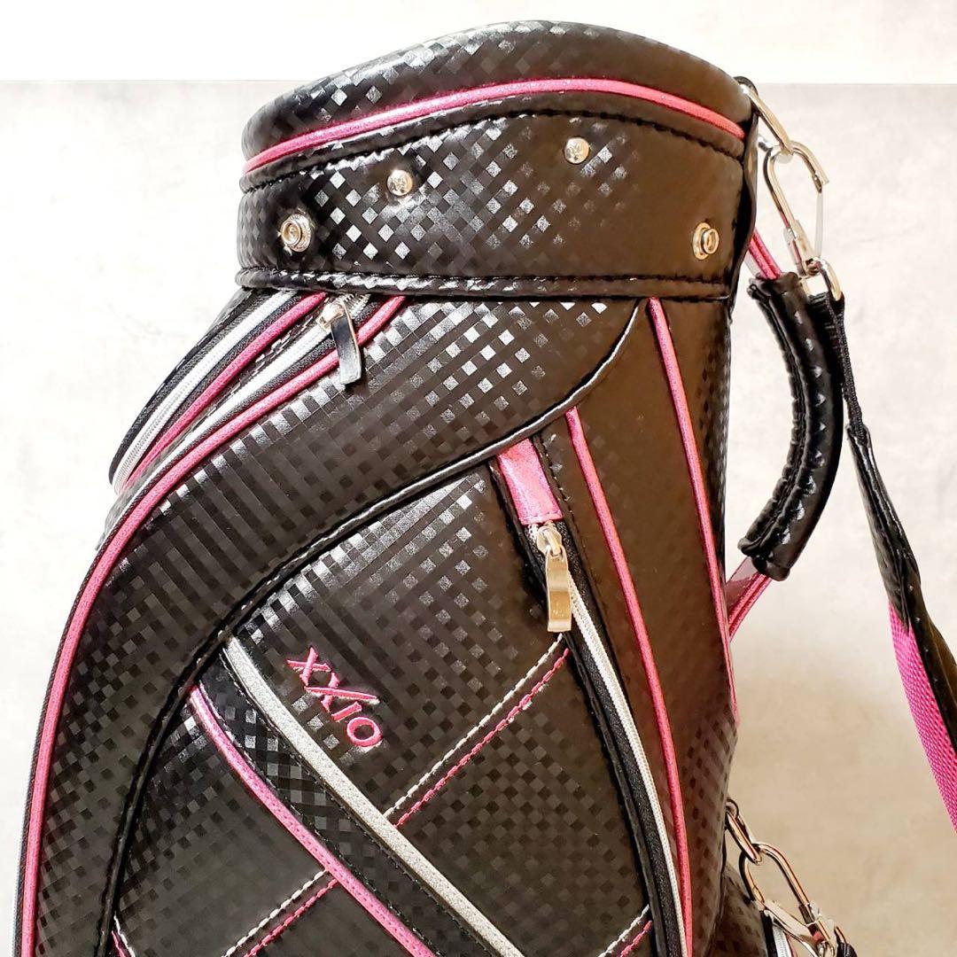 【極美品】ゼクシオ レディース キャディバッグ ゴルフバッグ ピンク×ブラック