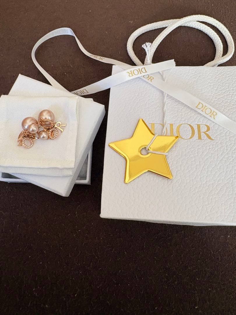 Diorピアスピンクゴールド箱、ショッパー付き