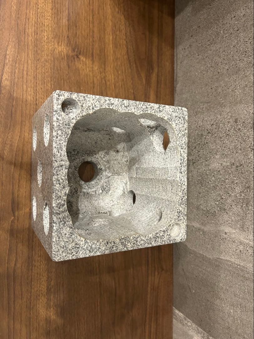 サイコロ型　オブジェライト　置物　御影石