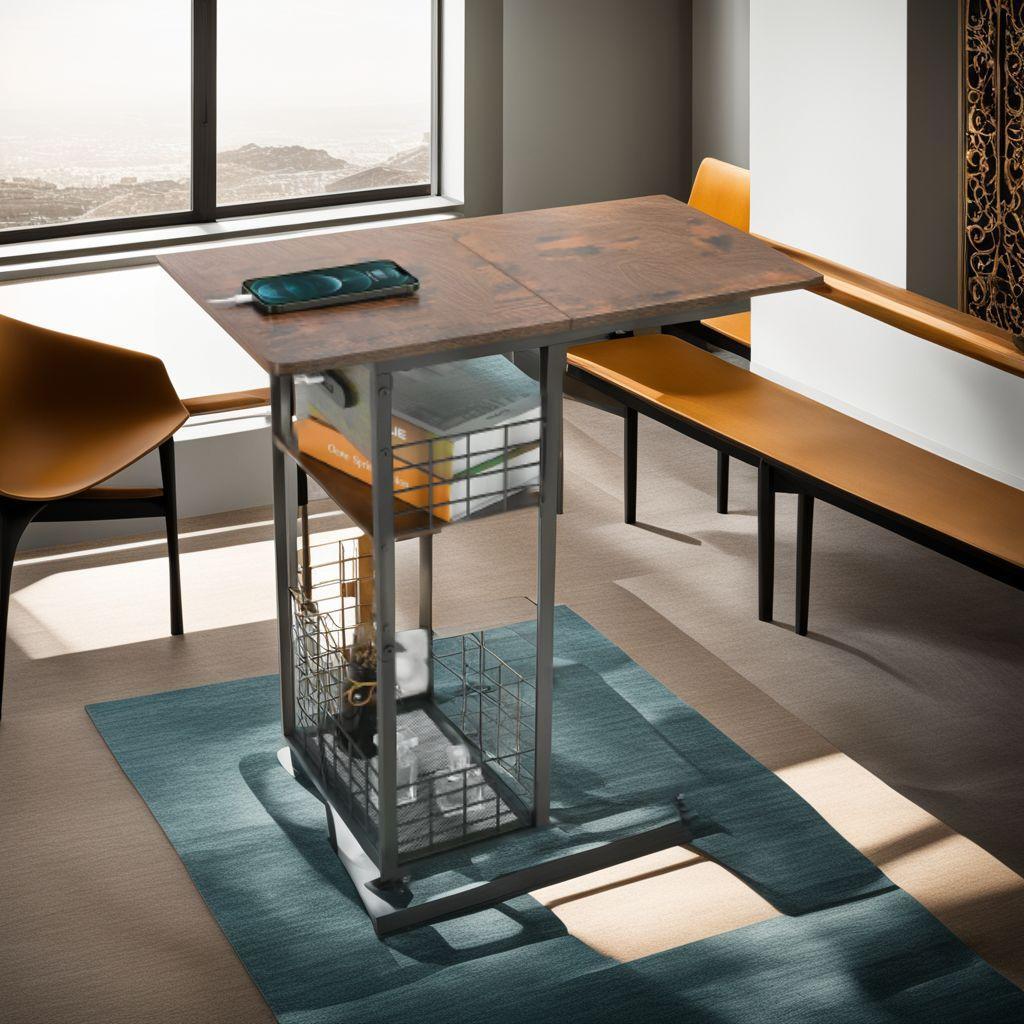 多機能 サイドテーブル - コンセント付き キャスター