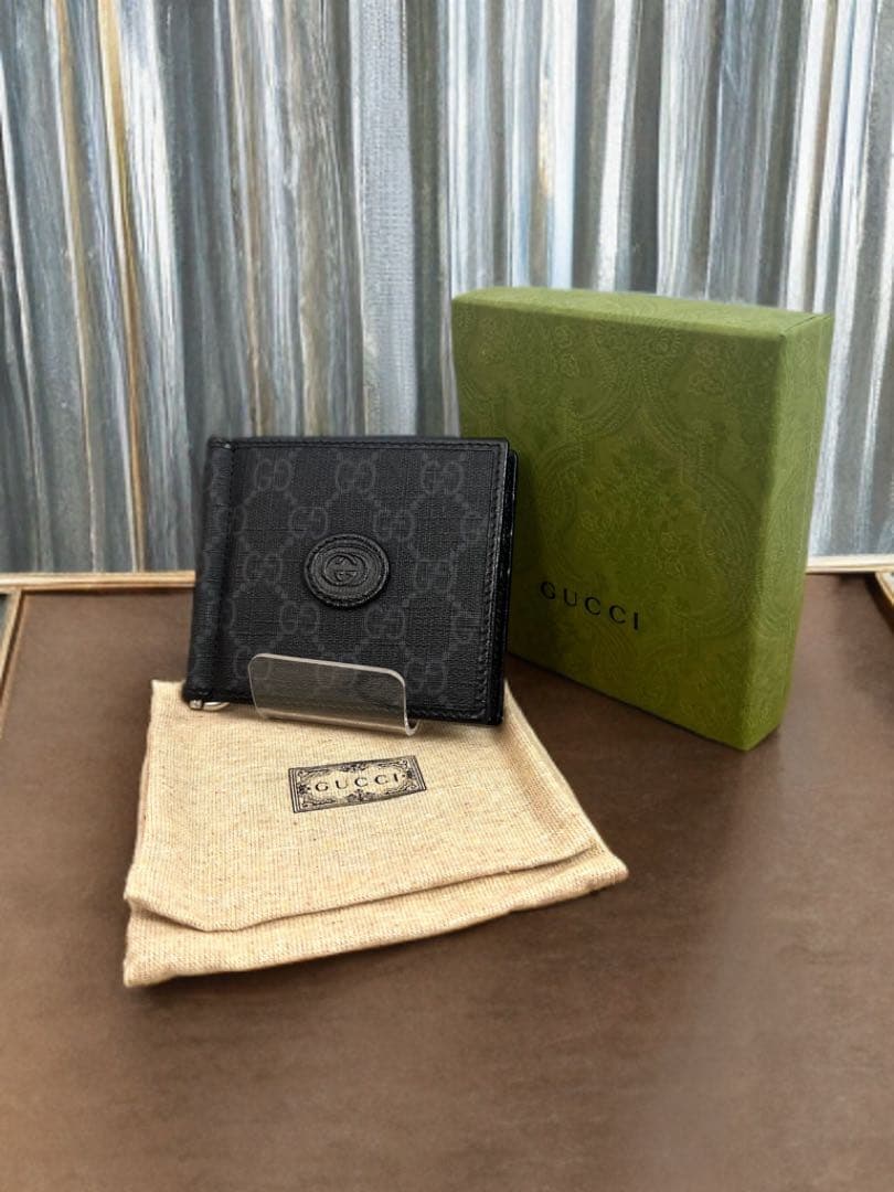 ✨極美品✨GUCCIグッチ　マネークリップ付きカードケース　札入れ　箱＆保存袋