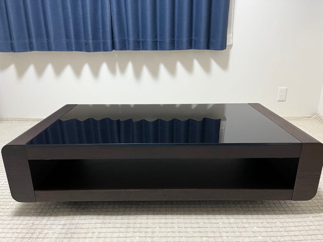 【美品】 [幅120cm]ローテーブル ブラックガラス ベルネ