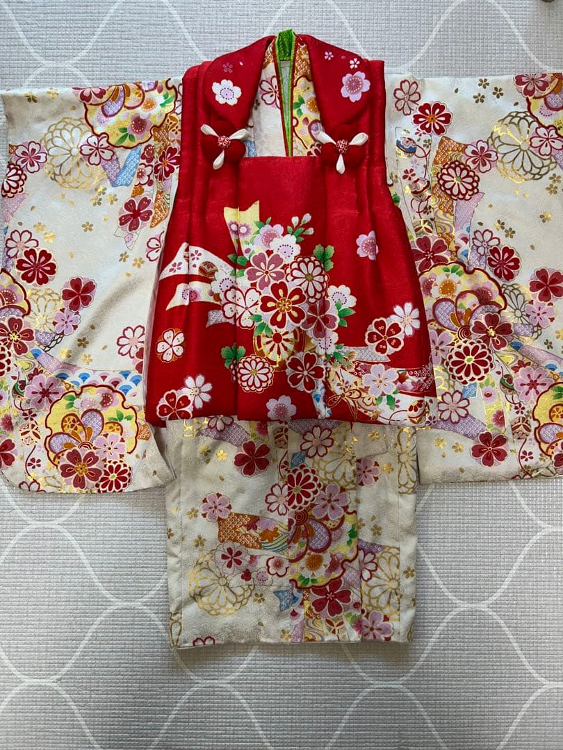花ひめ 七五三 3歳　着物 被布 正絹 セット