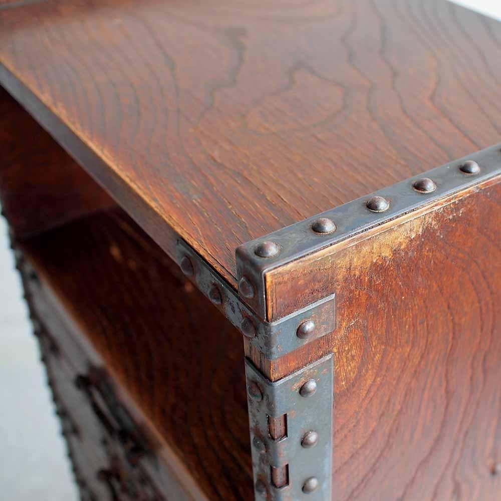 木製 小引き出したんす 和モダン 鉄金具 民芸調 ZR24442