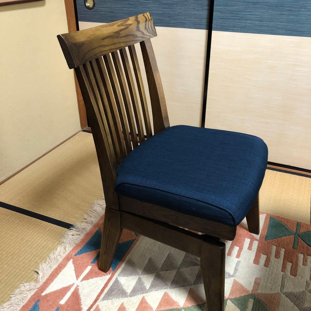 ③和モダン　木製ダイニングチェア ネイビー　肘なし