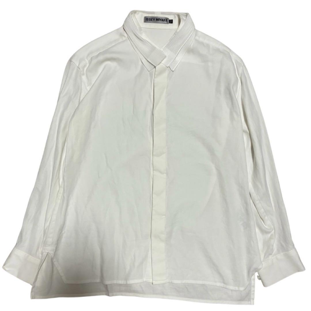 90s/ISSEY MIYAKE/襟プリーツ/長袖シャツ